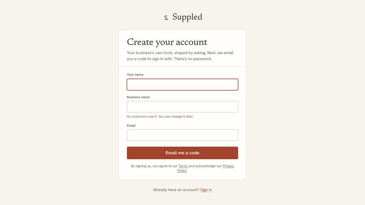 The actual plain signup form
